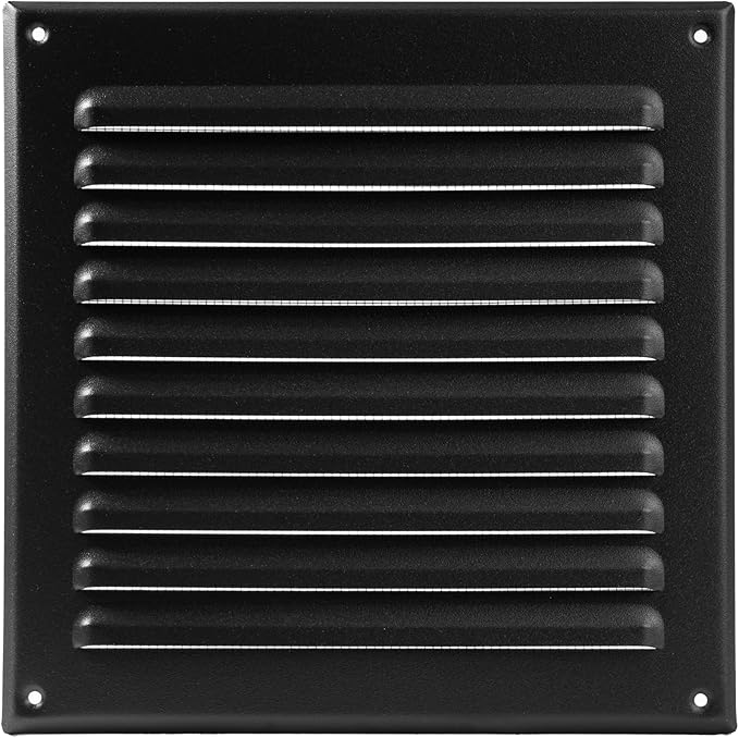 Vent Systems 8 x 8 Inch (Inner) - Pack of 2 - Black Metal Soffit Vent Cover - Durable Square Air Vent Grille with Mesh Screen - Weather Resistant Ventilation Grill - Wall & Ceiling, Indoor & Outdoor