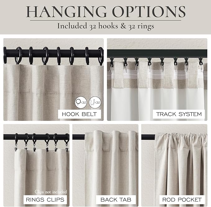 48 Inch Curtains Sunblock Curtains for Bedroom 2 Panel Sets, Total Blackout Insulated Opaque Curtain for Summer Heat Drapes for 50 Inch Small Window Natural Light Brown (50" Wx48 L)