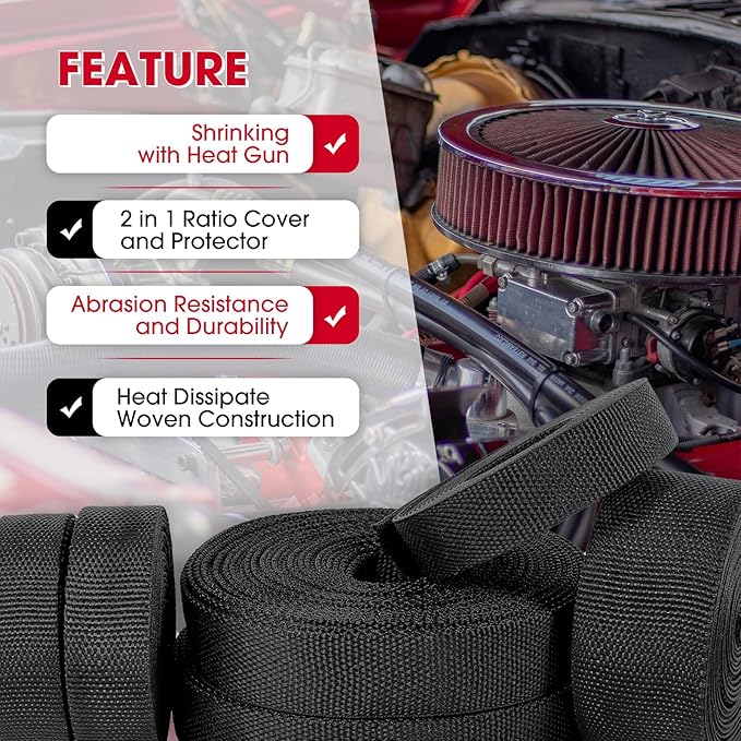 2 in 1 Heat Shrink Braided Sleeving Fabric Tubing-Ideal fit Irregular Shape Hose/Cable/Wire (1/2"(12mm), 80FT)