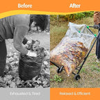 Foldable Leaf Bag Holder, Mobile Trash Bag Holder Stand with Removable Arms and Dual Fixing Design, Adjustable 30-45 Gallon Portable Lawn Bag Cart for Yard Cleanup, Gardening, Leaves, Camping, Parties