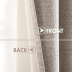 MIULEE Blackout Curtains for Bedroom Linen Texture Solid Thermal Insulated Natural Khaki Grommet Room Darkening Curtains & Drapes Luxury Decor for Living Room Nursery 52x54 Inch (2 Panels)
