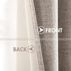 MIULEE Linen Texture Curtains for Bedroom Solid 100% Blackout Thermal Insulated Khaki Curtains Grommet Room Darkening Drapes Luxury Decor for Living Room Nursery 52x96 Inch (2 Panels)