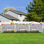 10x30 FT Party Tent, Outdoor Wedding Tents for Parties, Canopy Event Tent with 7 Removable Sidewalls, Waterproof Gazebo Shelter for Birthday Parties, Weddings, BBQs & Events (10X30FT-7Sides White)