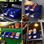 4Pack Storage Organizer Boxes,Desk Drawer Organizer, Stackable Storage Bins for Store Tools,Office Supplies,Workshop,Containers Garage(14.84" x 8.39"x 7.01"), Blue