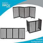 INTERNET'S BEST Dog Gate with Support Feet, Indoor Freestanding Pet Barrier, Folding Wood Cat or Dog Fence, Extra Wide Doorway Puppy Gates, 4 Panel - 36", Espresso