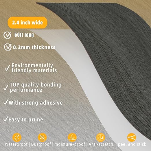 GSCIT Club Dark Walnut Wallpaper, 2.4 inch X 50ft Self Adhesive Wood Grain Repair Tape Dark Walnut Repair Patch for Tables, Chairs, Baseboards, Doors, Windows, Floors, Handicraft DIY.