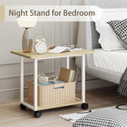MARTY 22"x15.75" Large Under Desk Printer Stand with Storage Shelf 2-Tier Rolling Printer Cart with Wheels Printer Table for Home Office Heavy Duty Storage Rack for Scanner Fax Machine, Maple