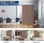 Hiasan Blackout Patio Sliding Door Curtain Extra Wide Thermal Insulated Blind Privacy Room Divider Curtain with Back Tab & Rod Pocket for Bedroom Partition Glass Door (100 x 84 Inches, Khaki)