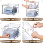 Vtopmart 2 Pack 18QT Clear Stackable Storage Drawers,Easily Assemble Closet Organizers,Plastic Storage Bins for Bathroom,Cabinet,Kitchen Pantry,Under Sink Organization(Medium)