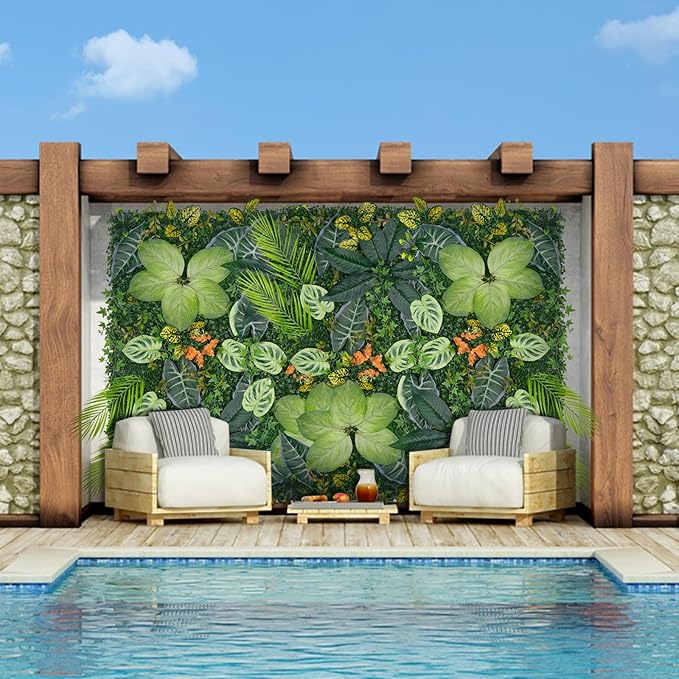 40"x120"(33.33 SQFT) Artificial Grass Wall, Greenery Backdrop Wall with UV-Anti, Fake Grass Panels for Indoor Party Wedding and Outdoor Garden Decor