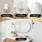 36x24 Mirror Runway Oval Wall Mounted Aluminum Alloy Metal Frame Rectangle Mirrors for Entryway Bedroom Bathroom Living Room 36 24 inch Silver