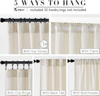 XTMYI Coastal Beach Curtains for Living Room,Sand Beige Light Colored Linen Sheer Cortinas para Cuarto Sala Elegantes Modernas 2023 Con Cortinas Transparentes,102 Inch Long,2 Pieces
