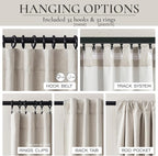 100% Blackout Elegant Curtains 95 Inch 2 Panel Set for Living Room/Sunroom Thermal Insulated Custom Curtains for Windows Boho Farmhouse Drapes Office(Ivory Cream/Off White)Hook Belt Pleated/Back Tab