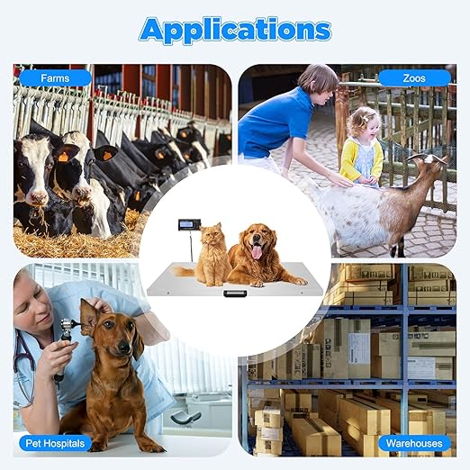 Dog Scale,1100Lbs Digital Livestock Scale,Large Pet Vet Scale,Stainless Steel Platform Electronic Postal Shipping Scale for Heavy Duty Large Hog Sheep Goat Pig Sheep 500 KG