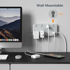 Power Strip Surge Protector 10 FT, TESSAN Flat Plug Extension Cord with 8 Outlets 3 USB Ports(1 USB C), 1080Joules Wall Mountable Multi Port Charging Station for Home Office Dorm Room Essentials