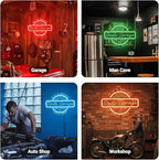 Personalized Garage Neon Sign for Wall Decor, Custom 3D Engraved Round LED Gear Garage Name Sign with Remote,Customized Dimmable Neon Lights for Garage, Workshop, Carport, Man Cave,Gifts for Men Dad