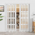 48-72 x 80in (Double 24-36) Accordion Doors Interior Folding Door, 4 Frosted Acrylic Glass PVC Accordion Door with Upgraded Roller & Handle & Complete Hardware, for Closet Bathroom Doorways