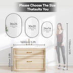 30x20 Mirror Runway Oval Wall Mounted Aluminum Alloy Metal Frame Rectangle Mirrors for Entryway Bedroom Bathroom Living Room 30 20 inch Black