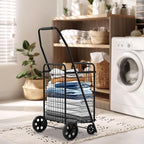 YITAHOME Folding Shopping Cart with Wheels, Portable Collapsible Grocery Cart for Seniors, Rolling Utility Cart for Laundry, Storage & Organizer (Foldable, Easy Carry)