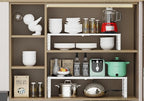 Expandable Adjustable Stackable Kitchen Organizer, Spice Rack,Metal Pantry Storage Shelves Racks,Counter Shelf for Cabinets, Countertop, Cupboard (2 Packs/Medium/White)
