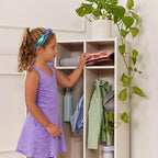 ECR4Kids 2-Section Coat Locker with Bench, Classroom Furniture, White Wash