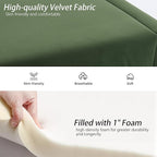 Velvet Entryway Bench End of Bed Bench Upholstered Modern Window Bench Comfy Ottoman for Dining Room/Bedroom/Living Room/Hallway/Indoor (Olive Green)