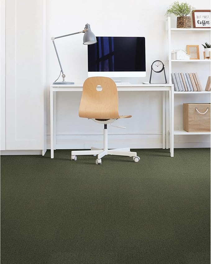 Mohawk Advance 24" x 24" Berber (Loop pile), 0.11" Pile Height, Carpet Tile, Nylon Fiber, Wooden Green Color, (24 Tiles), (96 sqft/carton)