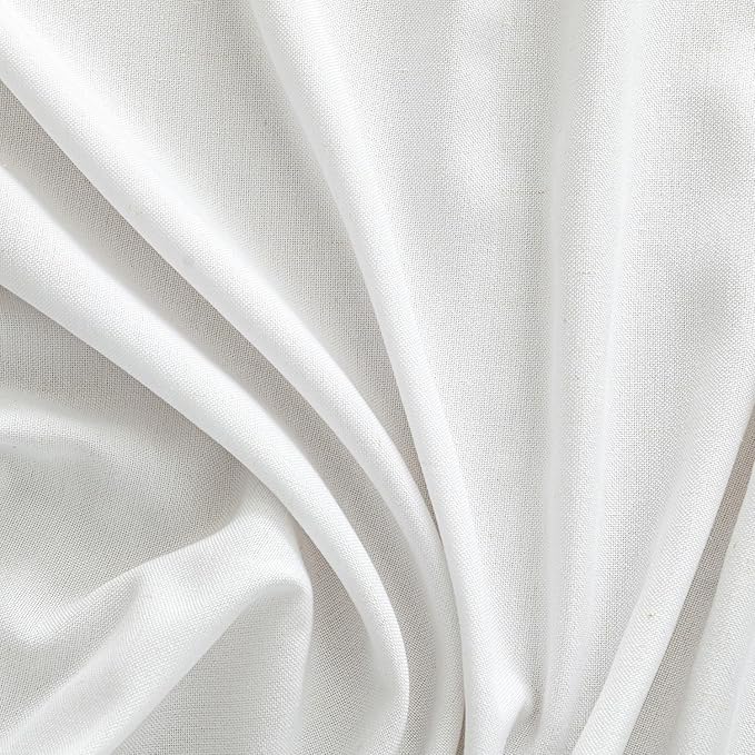 MIULEE Non-See-Through Privacy Linen Curtains 2 Panels, Light Filtering Window Curtains Farnhouse Textured Back Tab Semi Sheer Drapes for Bedroom Living Room, 52 x 63 Inches Long, Pure White