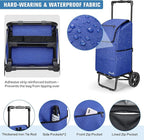 KEDSUM 2 in 1 Shopping Cart for Groceries, 330 lbs Grocery Cart on Wheels, Foldable Utility Carts with Wheels, Load-Bearing Hand Truck with Waterproof Bag for Shopping, Camping, Laundry, Garden, Blue