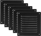 Vent Systems 5 x 5 Inch (Inner) - Pack of 5 - Black Metal Soffit Vent Cover - Durable Square Air Vent Grille with Mesh Screen - Weather Resistant Ventilation Grill - Wall & Ceiling Indoor & Outdoor