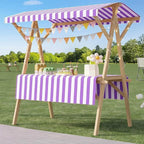 Collapsible Wooden Food Cart with Wheels, Heavy Duty Mobile Vendor Stand for Farmers Market, Snacks, Desserts and Street Kiosk(Purple,150cm/59in)