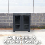 Sunnydaze Storage Cabinet with 2 Acrylic Glass Doors - Plastic Storage Cabinet - 25.5" H - Garage, Office, Home, Laundry Room