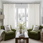 Beige White Pinch Pleated Extra Wide Curtain Panels 108 Inches Long 100 Inch Wide Linen Curtain for Sliding Glass Door Semi Sheer Hooks Rings Privacy 108 Inch Length Drape for Living Room 1 Panel