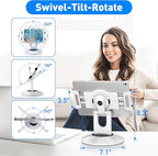AboveTEK Retail Kiosk iPad Stand, 360° Rotating Commercial POS Tablet Stand, Fits 6"-13" (Screens) iPad mini Pro-Business Swivel Tablet Holder, for Store Office Reception Kitchen Desktop (White)