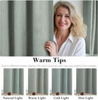 H.VERSAILTEX 100% Blackout Curtains for Bedroom Thermal Insulated Linen Textured Curtains Heat and Full Light Blocking Drapes Living Room Curtains 2 Panel Sets, Green Bay, 52x45 Inch