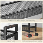 6 Tier Slim Storage Cart, Narrow Cart with Wheels, Metal Mobile Shelving Unit Organizer for Kitchen, Bathroom, Laundry Room, Living Room & Narrow Spaces, Black, 6in(W)