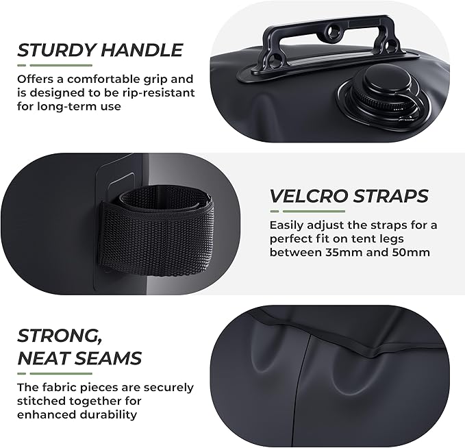 FRUITEAM Canopy Water Weight Bag, 88 LBS Water Tent Weights Set of 4, Weights for Tent Legs, Portable 4 Pack Weight Bags for Gazebo, Patio Umbrella, Pop Up Canopy, Carport, 10L Black