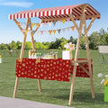 Outdoor Vendor Cart, Portable Cart with Canopy, Movable Stall Display Stand, Foldable Vending Stand Kiosk Display Trolley with Canopy, for Market, Street Food, Events(Red 6,120cm/47.2in)