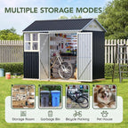 8x6 FT Outdoor Metal Storage Shed with Clear Window, Lockable Single Door, Weather-Resistant Garden Tool Shed for Backyard, Patio, and Lawn Equipment, Night Blue