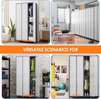 Aobabo Upgraded Metal Storage Locker for Employees, 6 Doors Metal Locker Cabinet with Lock and Name Card Slot, Industrial Storage with 18 Hooks, for Office Gym, Assembly Required,Grey White