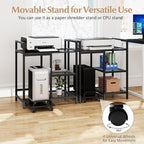 Giantex 3-Tier Printer Stand with Charging Station, 2 Open Storage Shelves, Side PC Stand on Wheels, 25" x 16" Mobile Printer Table for Computer Tower, Printer Shredder, Fax, Under Desk, Home Office