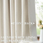 Vision Home Natural Pinch Pleated Full Blackout Curtains Linen Blended Room Darkening Window Curtains 112 inch for Living Room Bedroom Thermal Insulated Pinch Pleat Drapes with Hooks 60" Wx112 Lx1