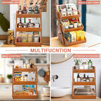 G.a HOMEFAVOR Fruit Basket for Kitchen, 3-Tier Fruit Bowl for Kitchen Counter, Vegetable Storage Stand for Fruit Shop, 15 mm Thickness, Brown