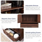 JXQTLINGMU Farmhouse Kitchen Pantry Cabinet - 72" Tall Wood Kitchen Storage Cabinets with Adjustable Shelves & 2 Barn Doors & Drawer, Versatile Storage for Dining Room, Bathroom, Rustic Brown
