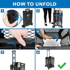 Mount-It! Mesh Rolling Utility Cart, Folding and Collapsible Hand Crate on Wheels, 55 Lbs Capacity