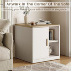 File Cabinet Under Desk Storage Cabinet with Door, Printer Stands with Open Adjustable Shelves, 23" Tall End Side Table for Office, Living Room, and Study, Light Walnut