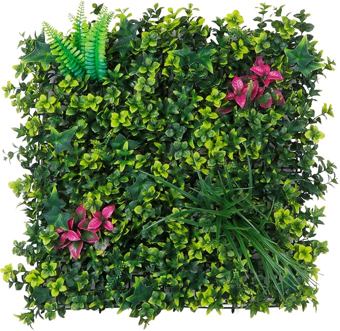 Artificial Boxwood Wall Panels, 20''x20'' 6pcs Grass Wall Panels with Mint Plant Leaves, Greenery Backdrop Privacy Screen with UV Protection, Green Grass Wall for Garden Indoor Outdoor Decor