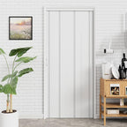 24-36 x 80in Enhanced Accordion Doors Interior Folding Door, White PVC Accordion Door with Upgraded Roller & Handle & Complete Hardware, for Closet Bathroom Doorways