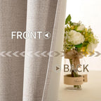 MIULEE 100% Blackout Linen Textured Curtains for Bedroom Solid Thermal Insulated Natural Beige Grommet Room Darkening Curtains & Drapes Luxury Decor for Living Room Nursery 52 x 96 Inch (2 Panels)