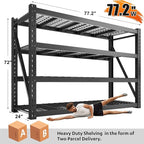 Bepatio 8000LBS Garage Shelving Heavy Duty,77" W Storage Shelves 4 Tier Adjustable Shelves,Metal Shelving Unit, Industrial Storage Shelving for Basement Warehouse Commercial,77" W*24" D*72”H,Black